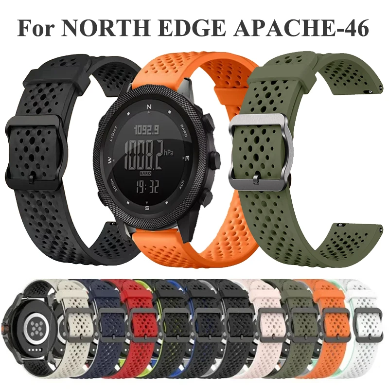 22 mm atmungsaktives Silikonarmband für NORTH EDGE APACHE-46 Zubehör Armband für NORTH EDGE APACHE-46 SmartwatchSportgürtel