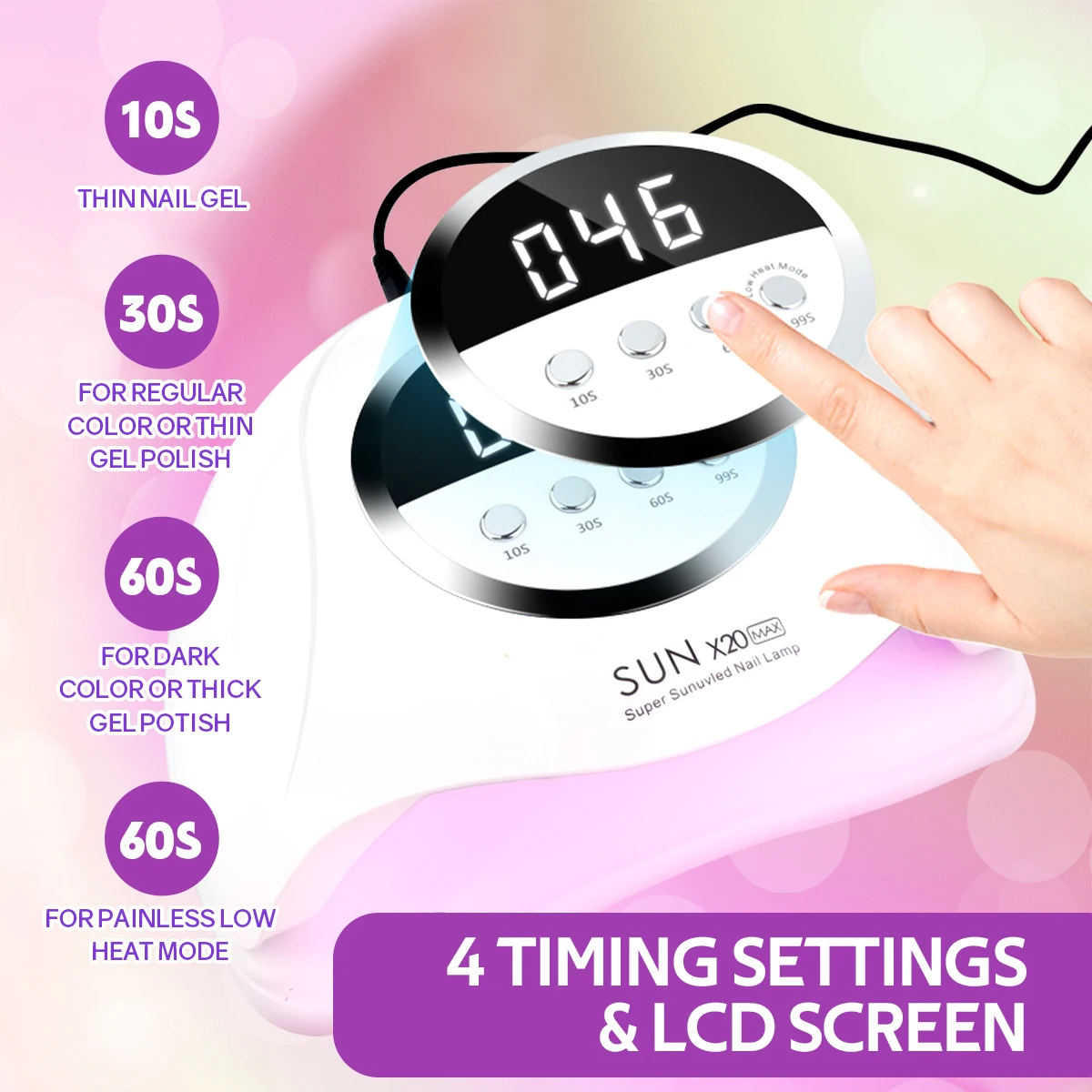 72LEDS Professional Nail Dryer Lamp For Manicure Powerful UV LED Gel Nail Lamp With Automatic Sensing Gel Polish Drying Lamp