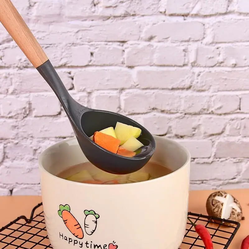 Silikonowy łyżka do zupy gospodarstwa domowego odporna na wysokie temperatury nieprzywierający garnek łyżka do zupy narzędzi kuchennych