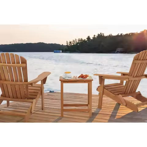 Outdoor Wooden Folding Chair Set of 2 with Pre-Assembled BackRest, Wood Patio Chair for Garden Backyard Porch Pool Deck Firepit