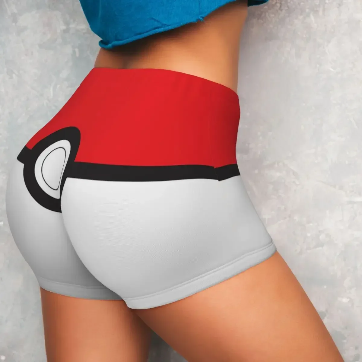 Celana Pendek Yoga Motif Pok É Ball untuk Olahraga, Celana Pendek Lari Gym, Celana Pendek Ketat dan Seksi yang Modis