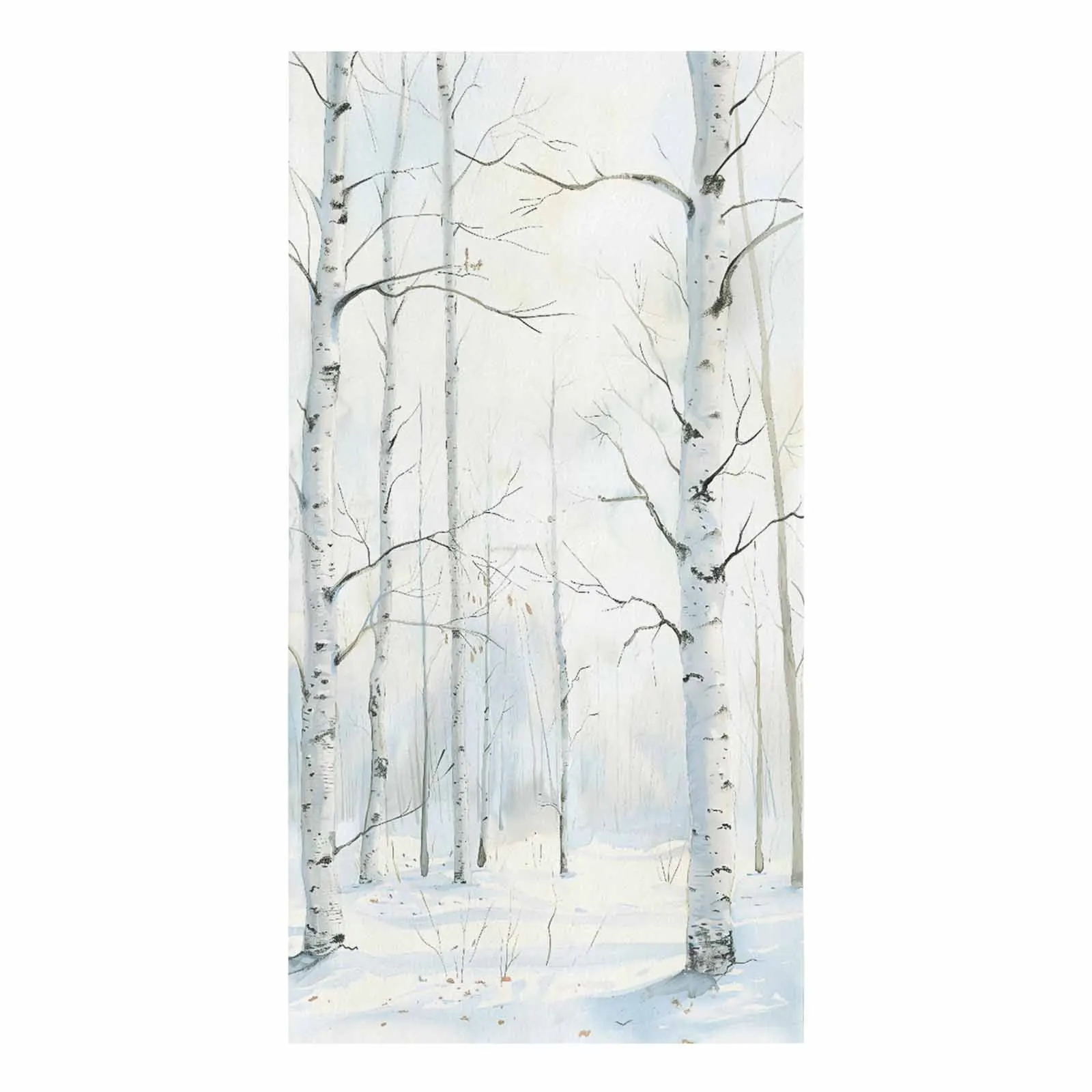 Winter Snow Scenery Watercolor Birch Tree Printed Tea Hand Towel Kitchen Dishcloth Water Absorption Household Cleaning Cloth