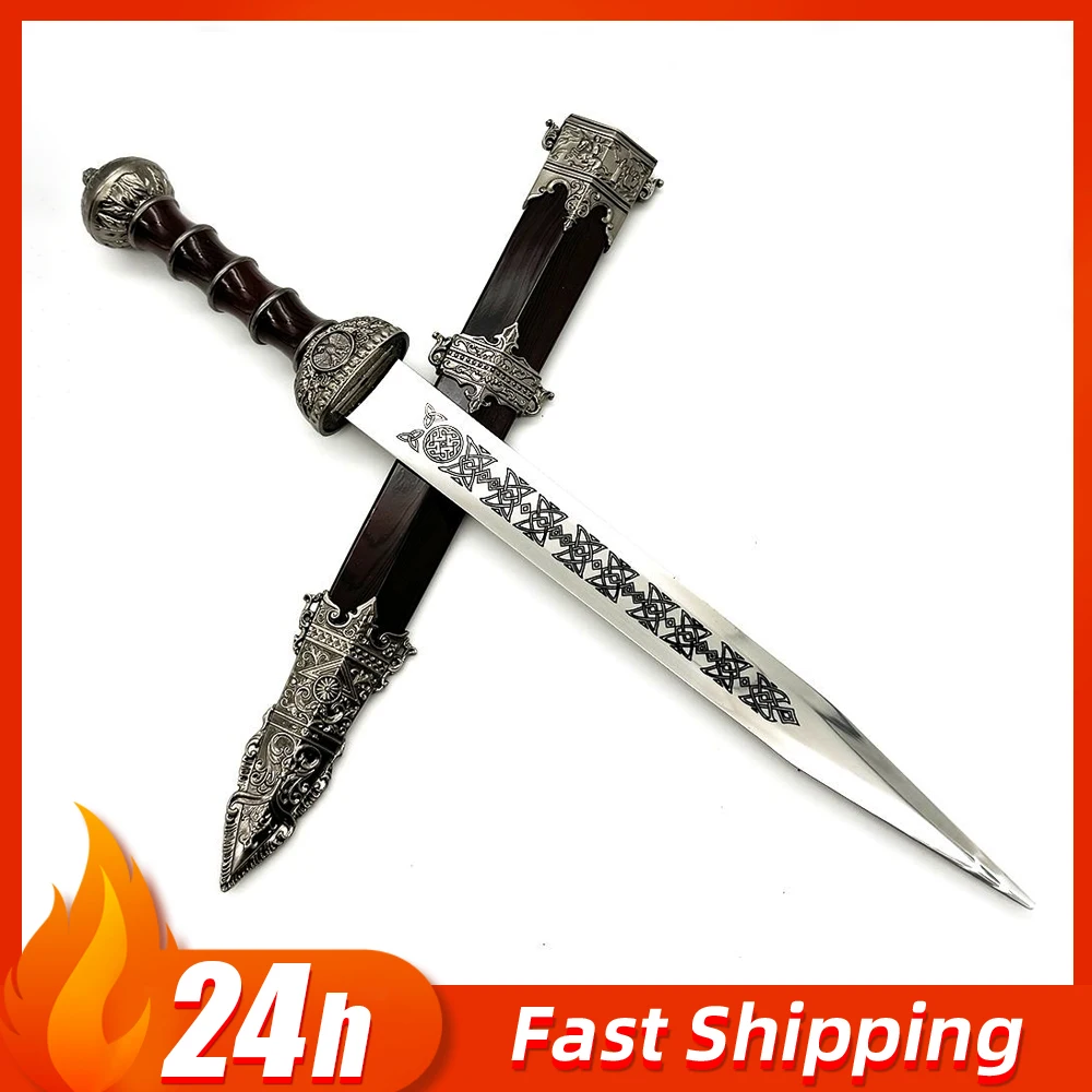 Roman Legion Gladius Short Sword Replica Model Celtic Style Unsharpened  Cosplay Prop Desktop Collectible Ornament Gift for Boys