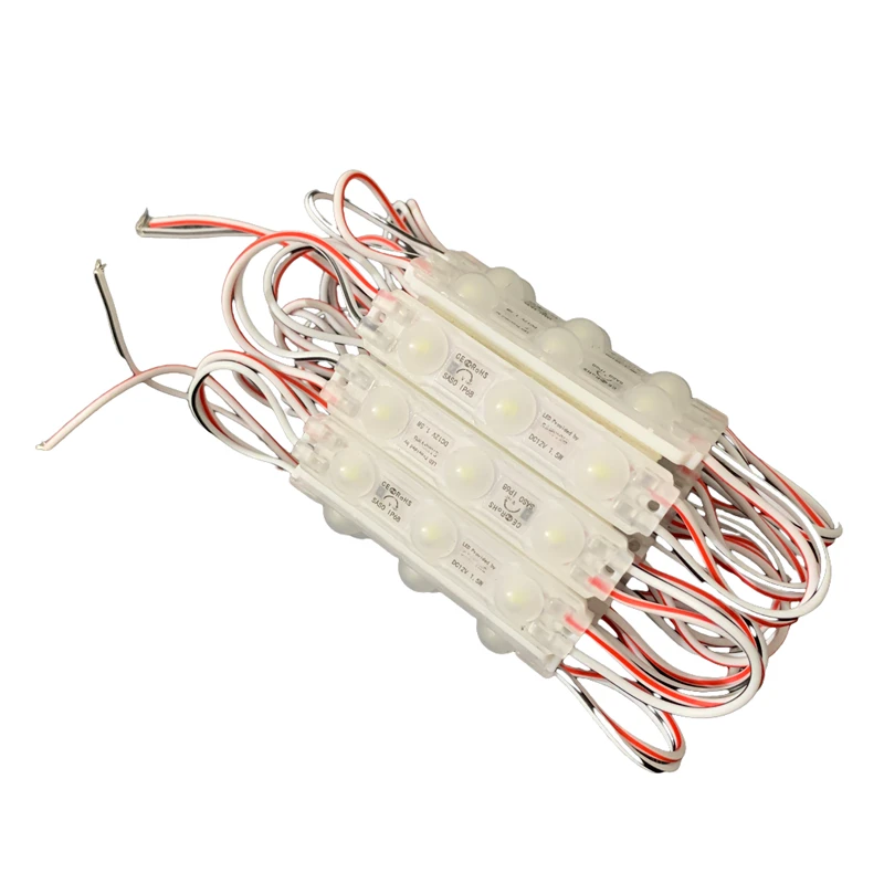 20 pièces DC12V SMD 3 Module LED Injection étanche IP68 SMD 2835 Module d'injection ultrasonique 63*13mm bande dure barre lumineuse lampe