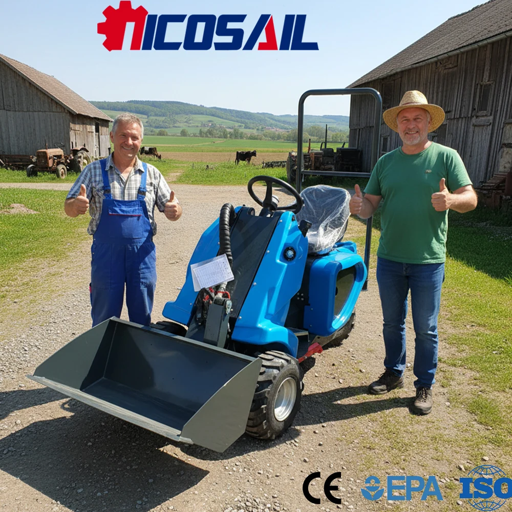 Mini-chargeuse compacte sur pneus à 3 roues personnalisée Euro 5 CE pour usage agricole et de construction