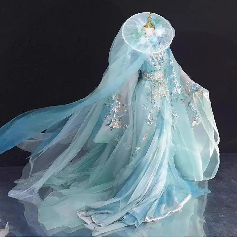 2026 جديد الصيف نمط كول Qingqiu الثقيلة التطريز طويلة الأكمام قميص الخصر طول تنورة تحسين الدول المتحاربة Hanfu للنساء