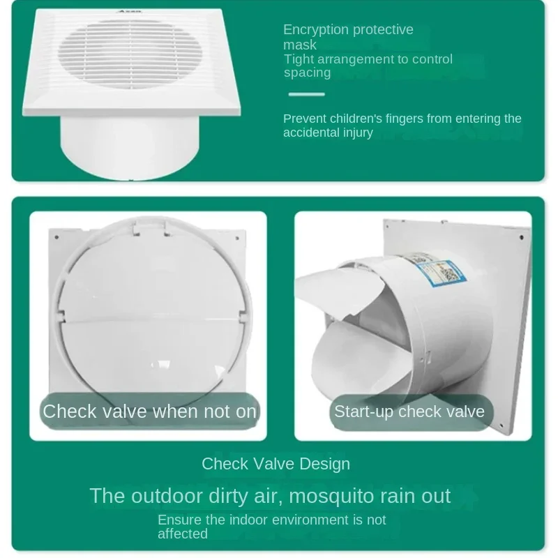 Afzuigventilator voor keuken en badkamer, stille krachtige ventilatie en rookafzuiging, snel te installeren apparaat, eenvoudig te gebruiken