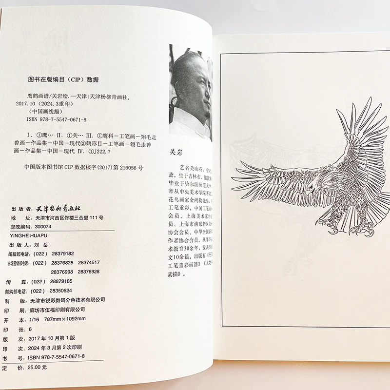 94Pages Eagle & Crane Chinese Line Drawing Paintings Art Book by Guan Yan Coloring Book for Adults  Relaxation and Anti-Stress