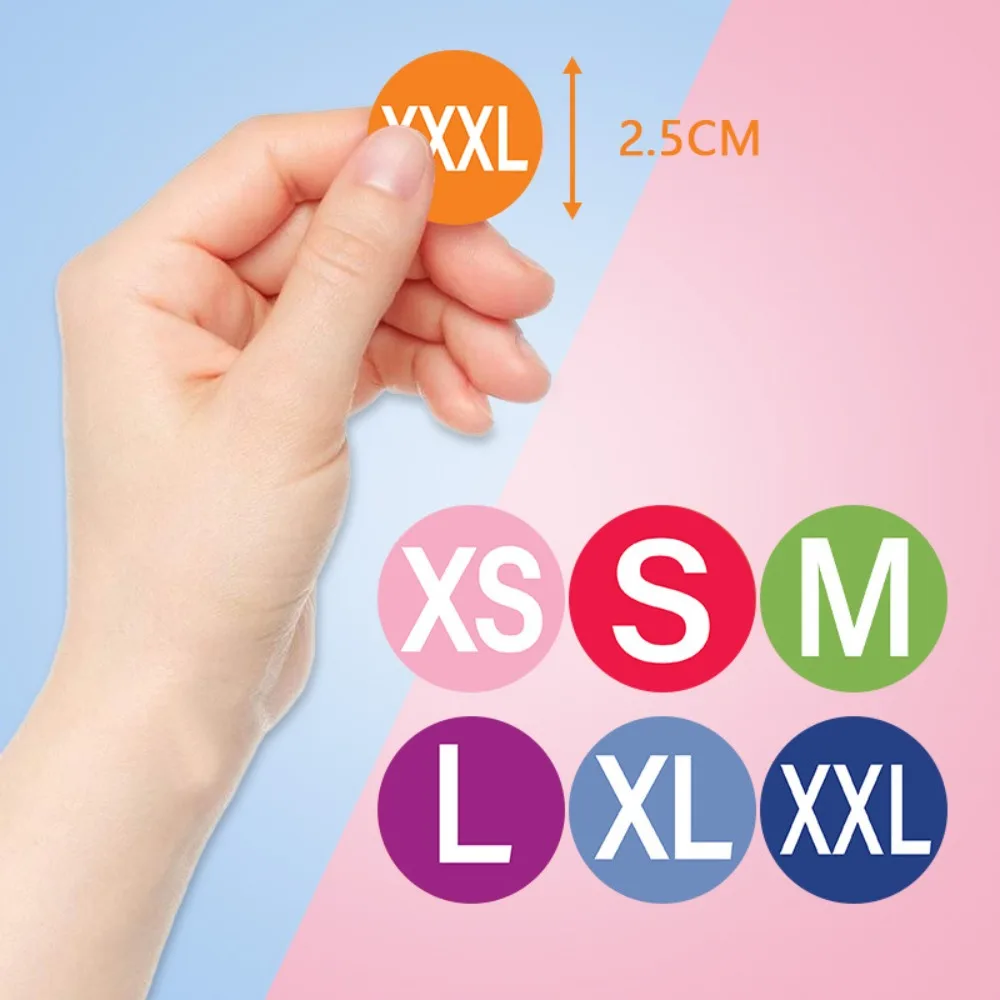 500Pcs/Roll XS/S/M/L/XL/2XL/3XL Clothing Size Sticker Universal Size Round Sealing Sticker Self-Adhesive Clothing Label