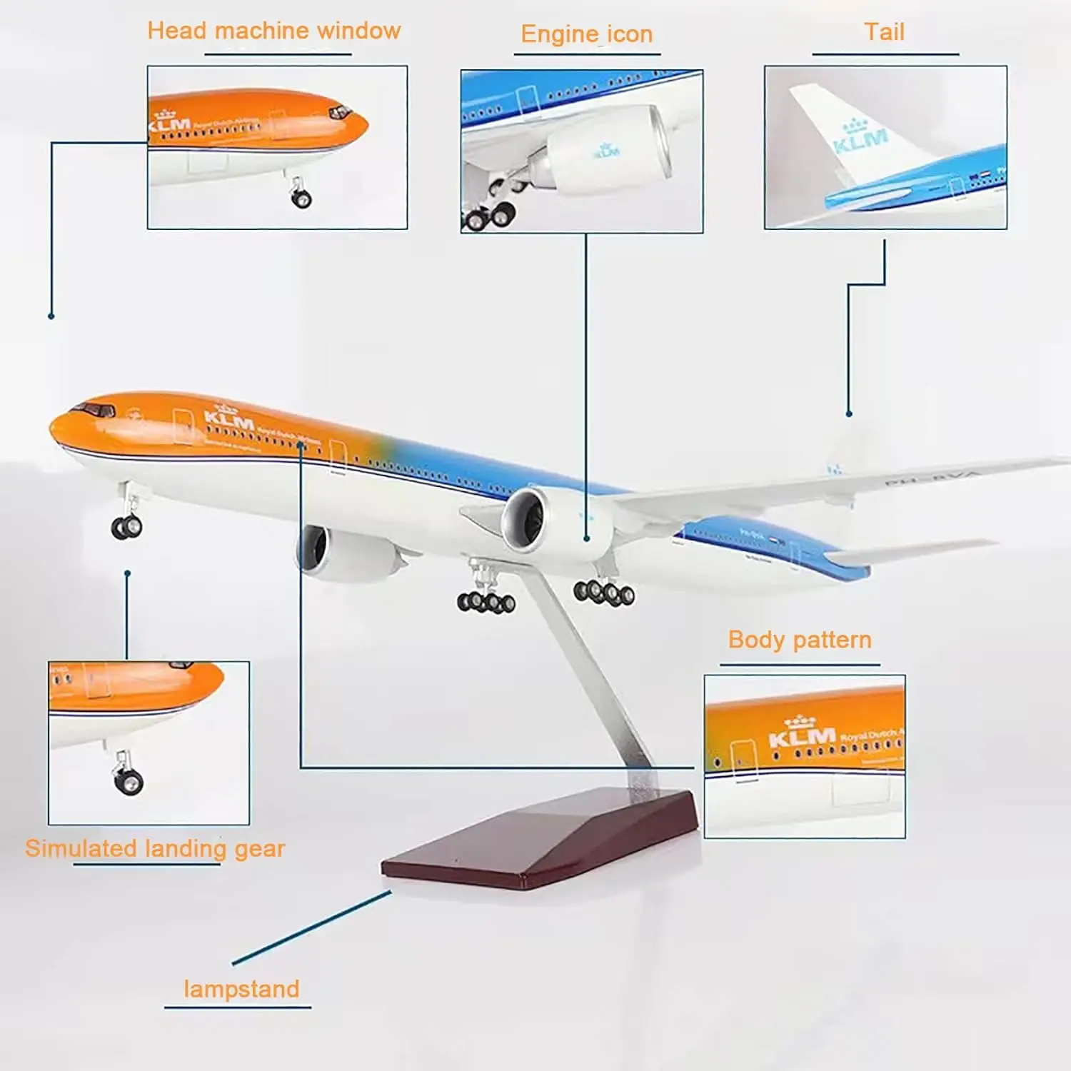 47CM 1/157スケール 航空機 B777 クラースターリー航空 モデル W ライトとホイールランディングギア付き ダイキャスト樹脂製 飛行機 おもちゃ 装飾