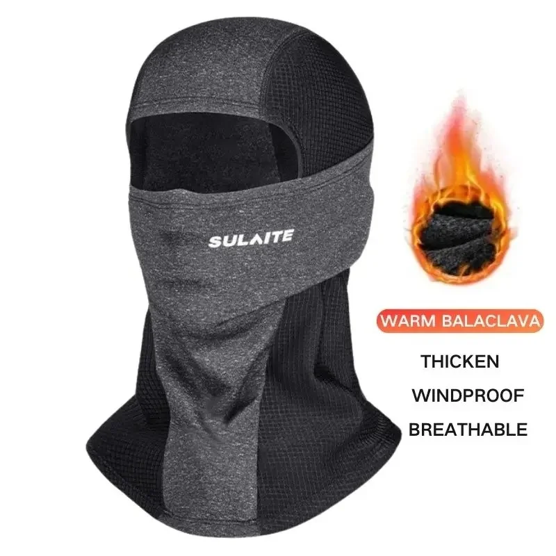 

SULAITE Motorcycle head cover neck warm windproof winter fleece warm riding face mask unisex full face headwear