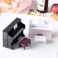 Juego de Piano en miniatura para casa de muñecas, Mini Piano Musical con taburete, instrumento de puntuación de Piano, modelo para niños, regalo, decoración del hogar, 1/12