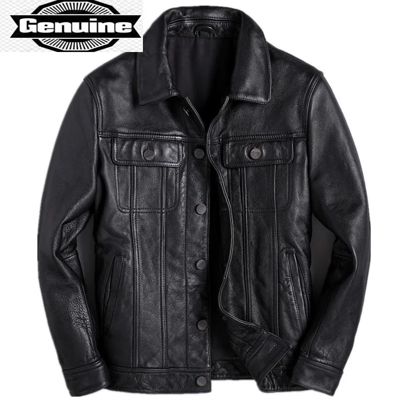 

Spring Genuine Leather Jacket Men Autumn 100% Cowhide Leather Coat Vintage High Quality Mens Jackets and Coats 2023 Hommes Veste