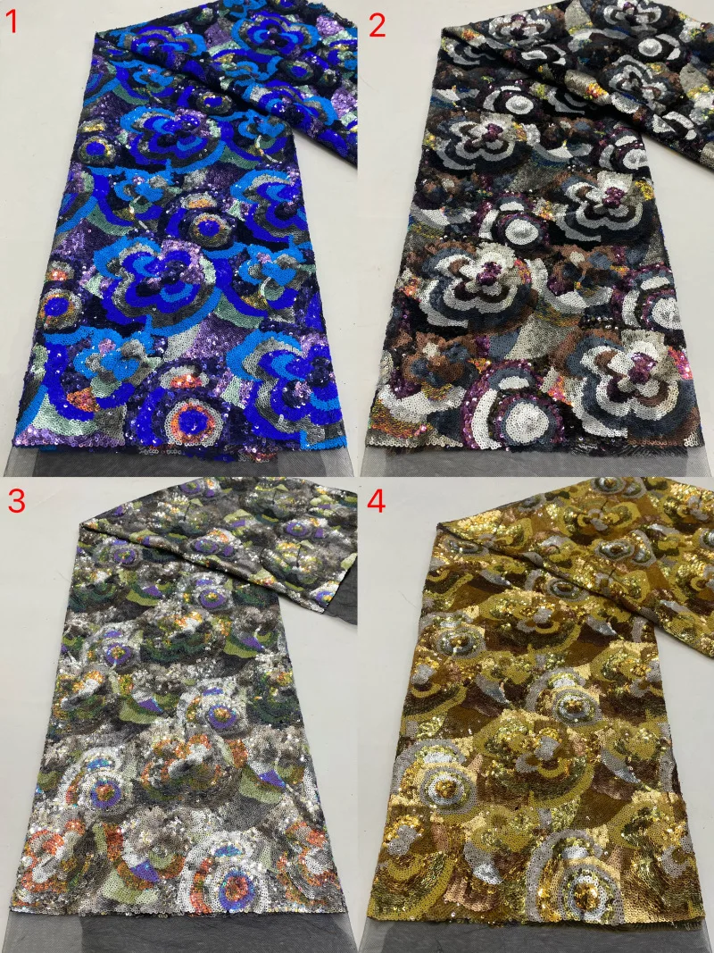 New luxurious multicolor sequin embroidered sheer mesh fabric,for women's dresses,gowns,parties, performance outfits.