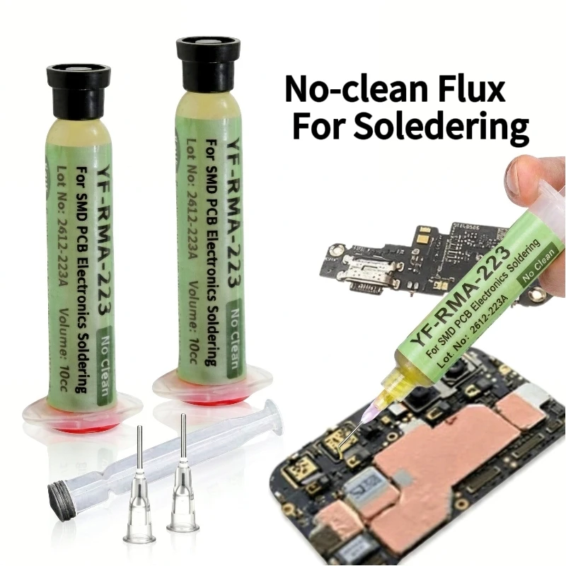 YF-RMA-223 No-Clean Flux 10ml Syringe Solder Paste Liquid Soldering Flux For BGA Reballing SMD PCB Phone Repair Welding Tools