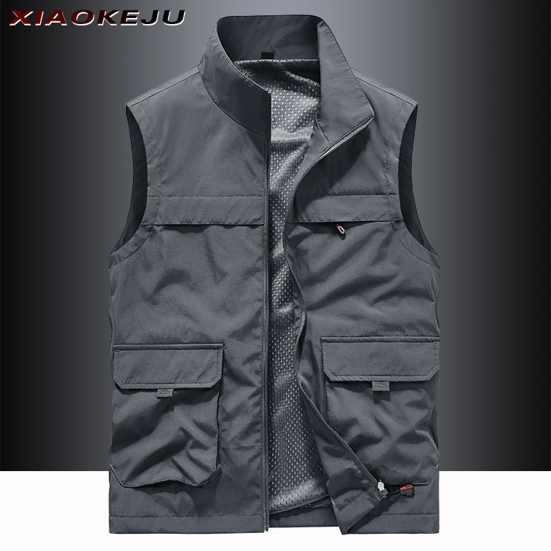 

Work Hunting Vest Men Summer Techwear Multi-pocket Sleeveless Jacket Motorcyclist Cool Mesh Tactical Military Men's MAN Camping