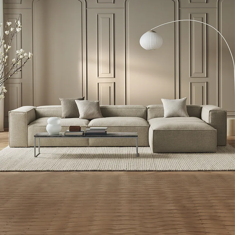 

French minimalist tofu cubes, fabric sofa, living room single armrest, corner double-sided green corduroy