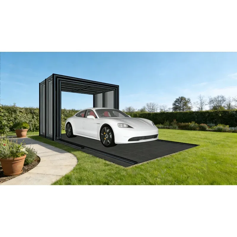 Motorized Retractable Carport for Outdoor Parking and Vehicle Protection with Electric Canopy Shelter for Home Driveway Space