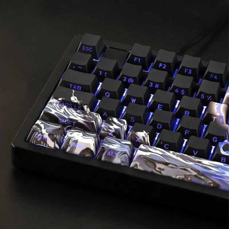 Teclas transparentes gravadas lateralmente originais PBT personalidade criativa sublimação personalizada