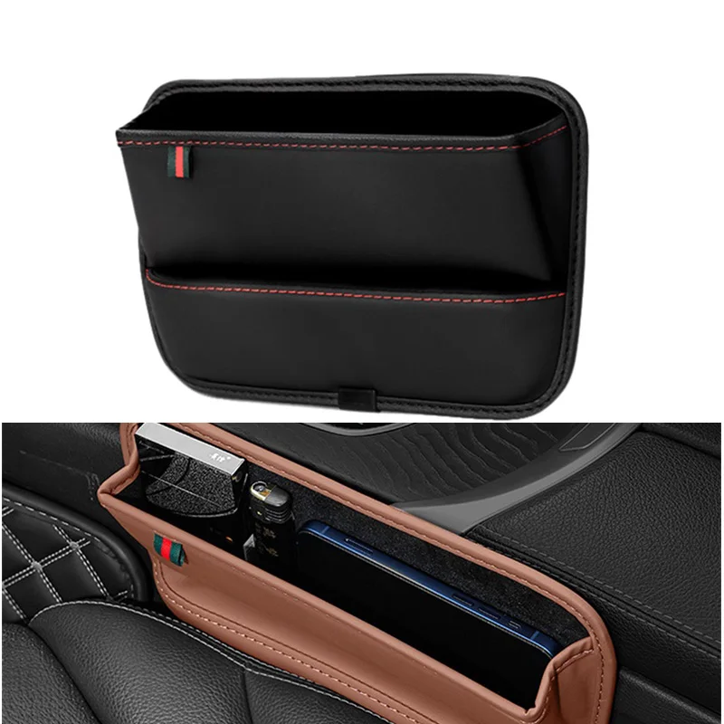 for car interior PU Leather Console Side Seat Gap Filler Front Seat Organize storage accessories auto universal