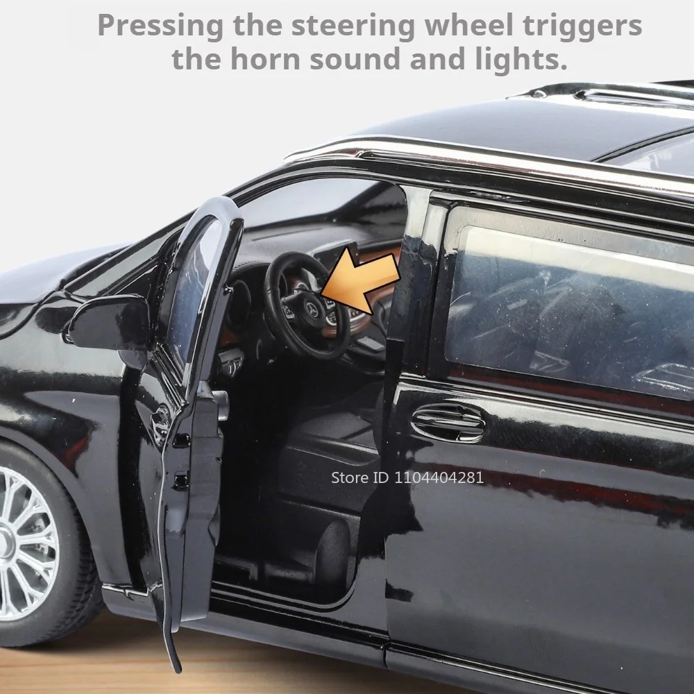 1:24 V260L Vellfire Diecast نماذج مصنوعة من خليط معدني لعب السيارات ضوء الصوت التراجع الأبواب مفتوحة مركبات الأعمال المصغرة هدايا مفاجأة