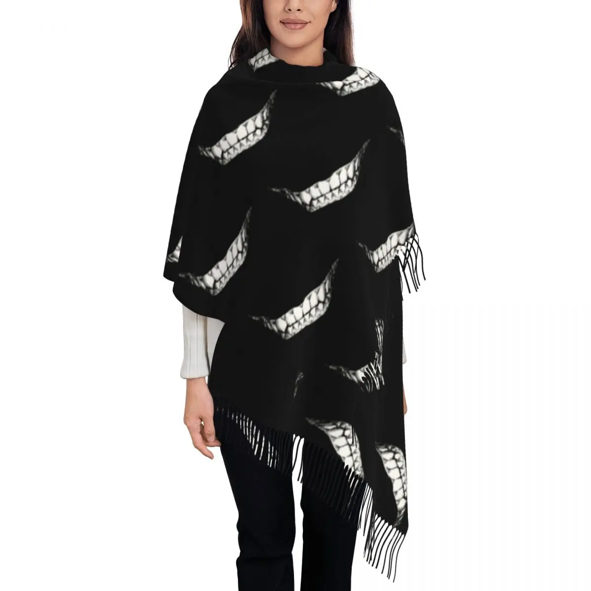 

Custom Berserk Guts Smile Scarf Wrap for Women Long Winter Warm Tassel Shawl Unisex Japanese Anime Manga Scarves