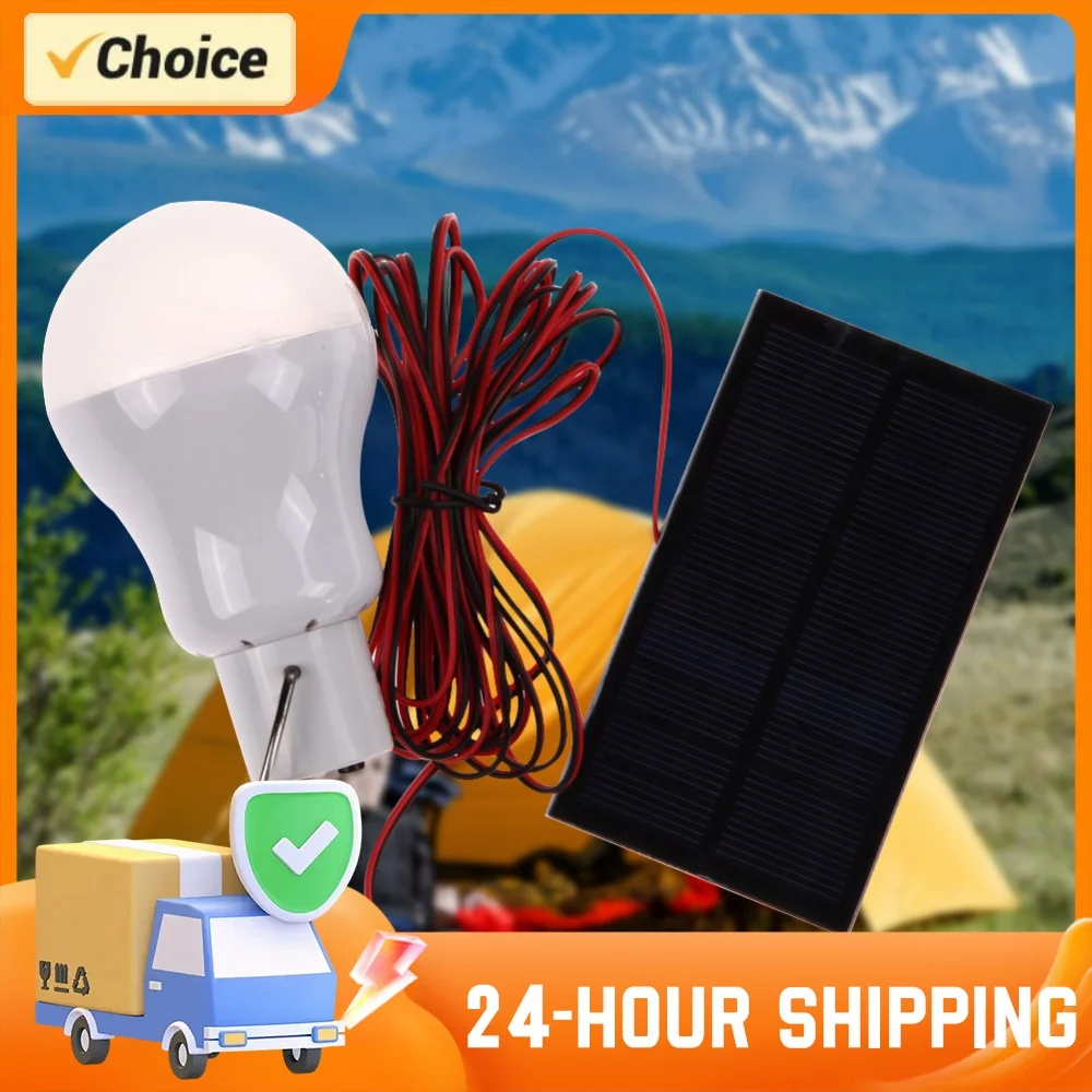 5V Outdoor LED Solar Lamp Bulb with Hook Portable Waterproof Solar Lamp for Shed Night Emergency Power Outage and Outside