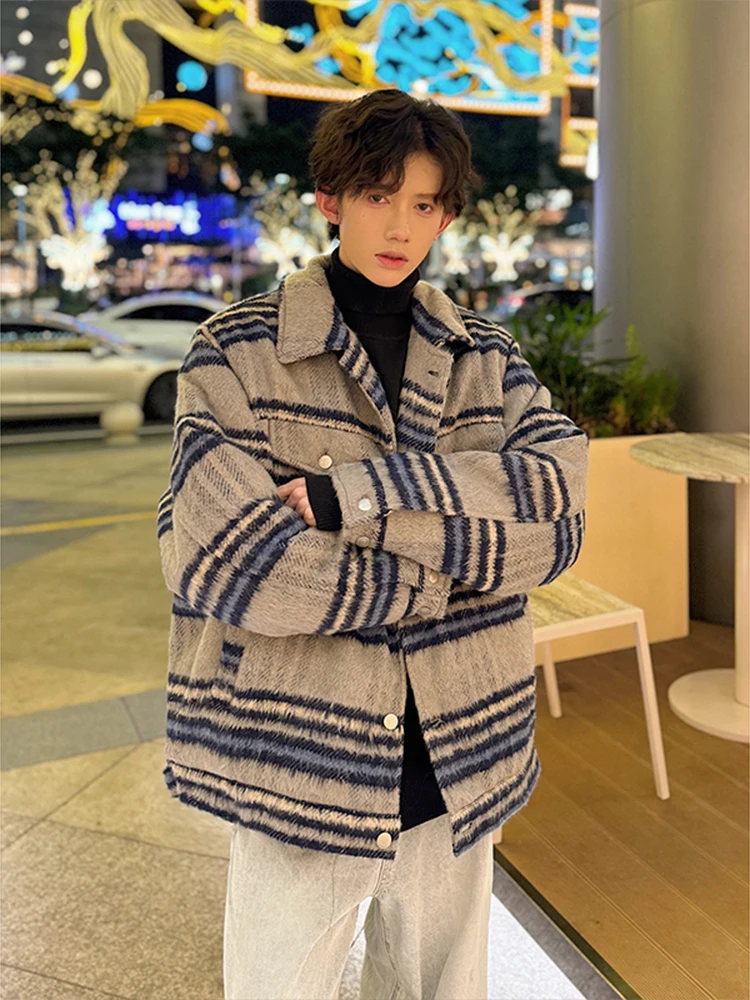 

Утепленная фланелевая хлопковая куртка для мужчин, осенне-зимняя, теплая, с отложным воротником, в корейском стиле, высококачественная, в клетку, молодежная, модная