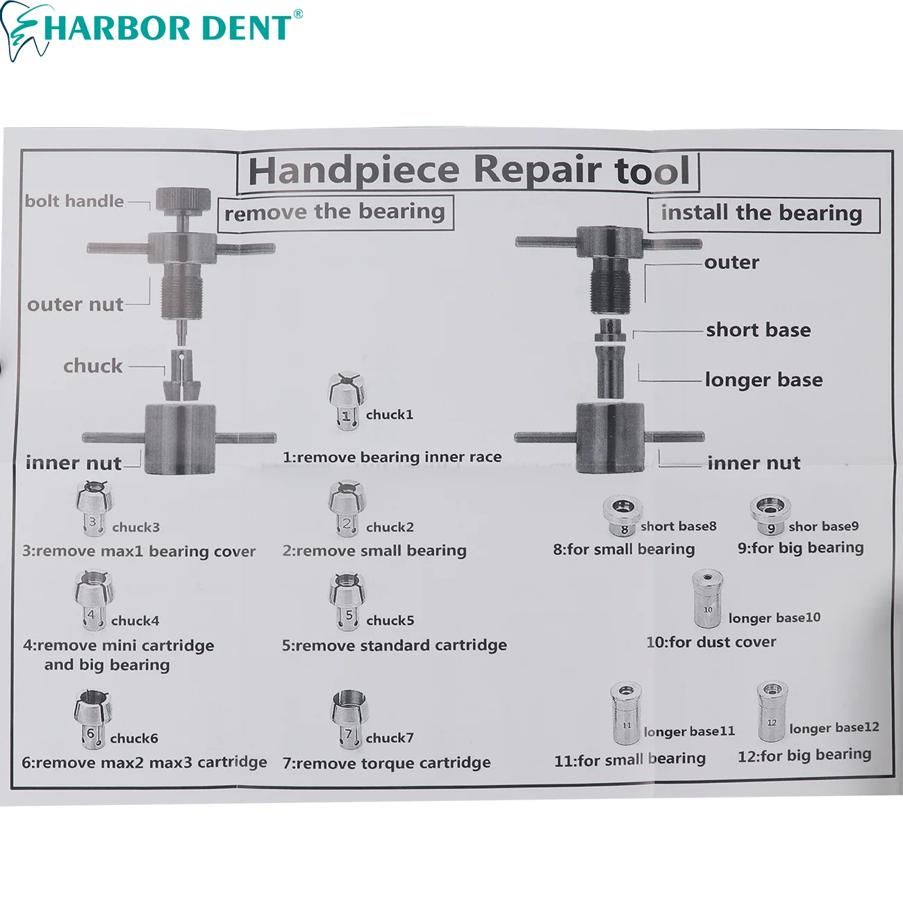 Dental Handpiece Repair Tools Kit Stainless Steel Bearings Cartridge Turbine Maintenance Tool Dentistry Equipment