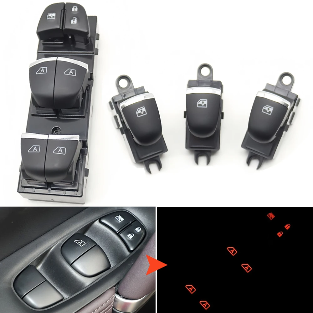 

LHD Window Up Down Control Button LED Glass Lifter Switch For Nissan Altima Tiida X-Trail Leaf Qashqai Sentra Sylphy Frontier