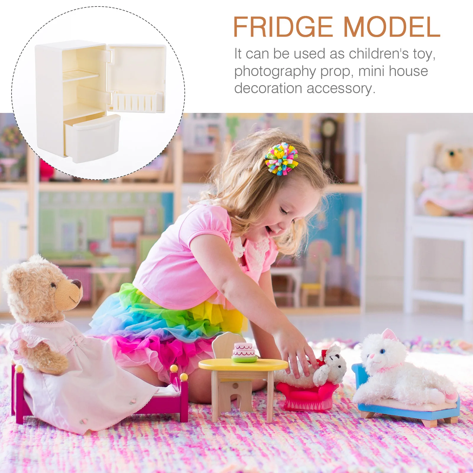 

2 Pcs Mini Fridge Toy Home Model Household Accessories Refrigerator Plastic Dollhouse Child