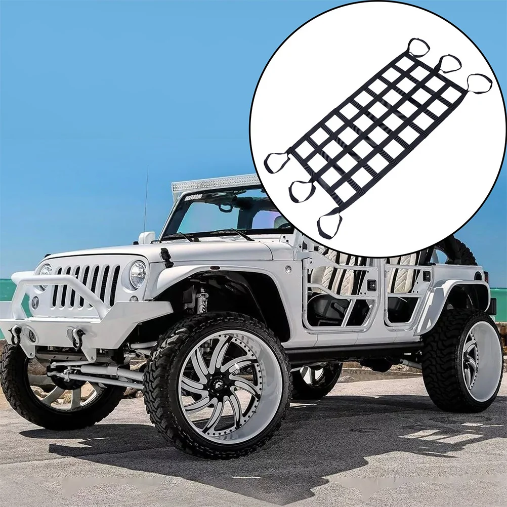 

2 pcs Car Roof Net Elastic Luggage Storage Heavy Duty Vehicle Rooftop Nets Bungee Mesh Bag Practical Use Durable Design Car