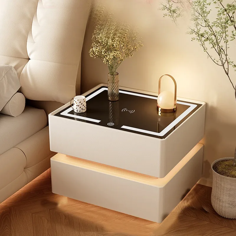 Item Organizer Nightstand White Lamp Phone Charger Funny Nightstand Minimalist Floor Table De Chevet Furniture Accessories