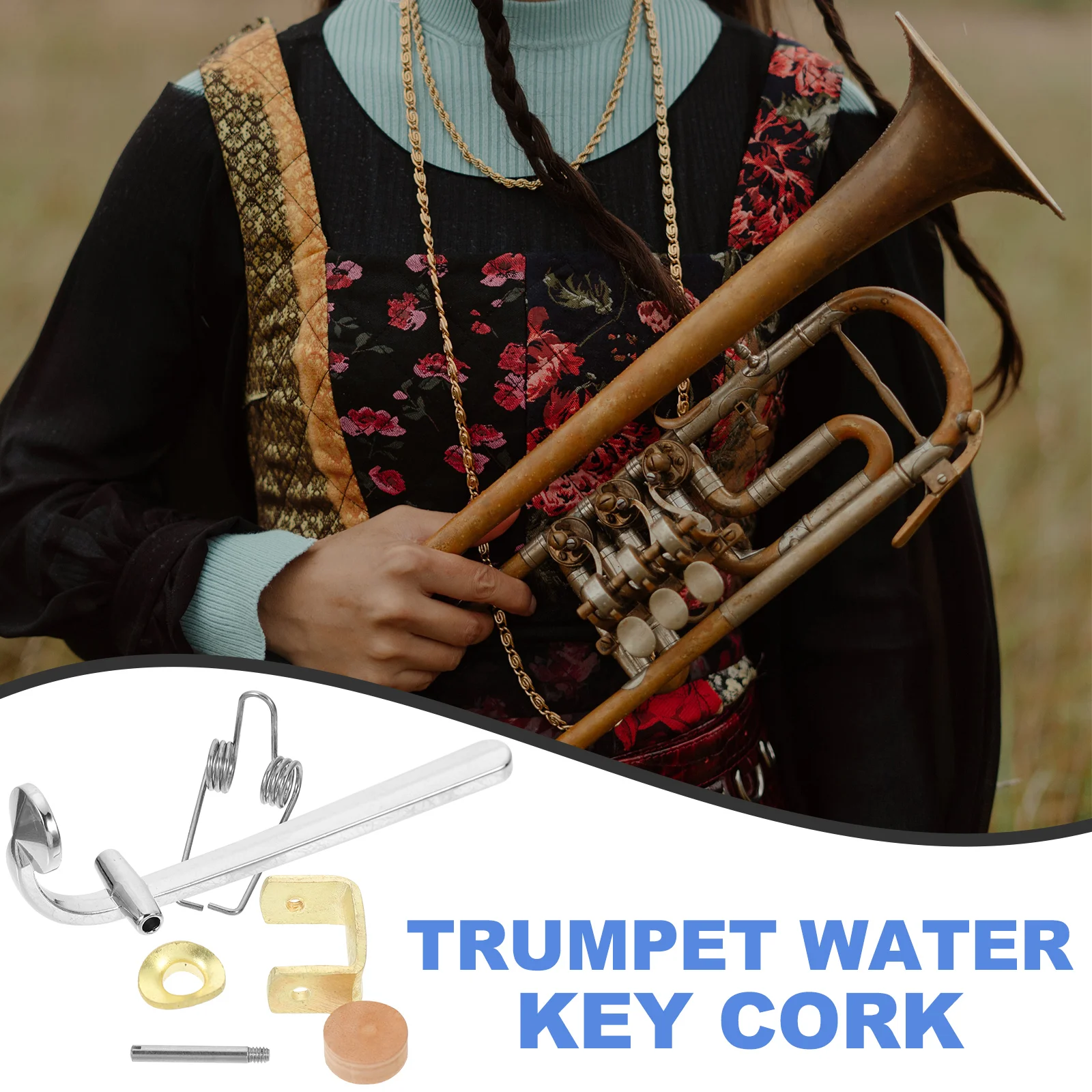 Complete Set of Trombone Accessories Drain Valves Mountings Corks Key Trumpet Replacement Water Gate Bond Plastic Wood