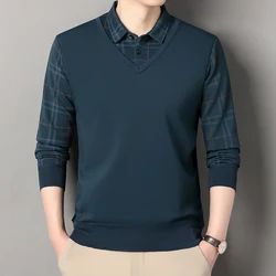 Autumn Winter Mens Fleece Pullover Men's Polo Collar Sweater Knitwear Classic Plaid Sweaters Thick Warm Khaki Korean Clothing