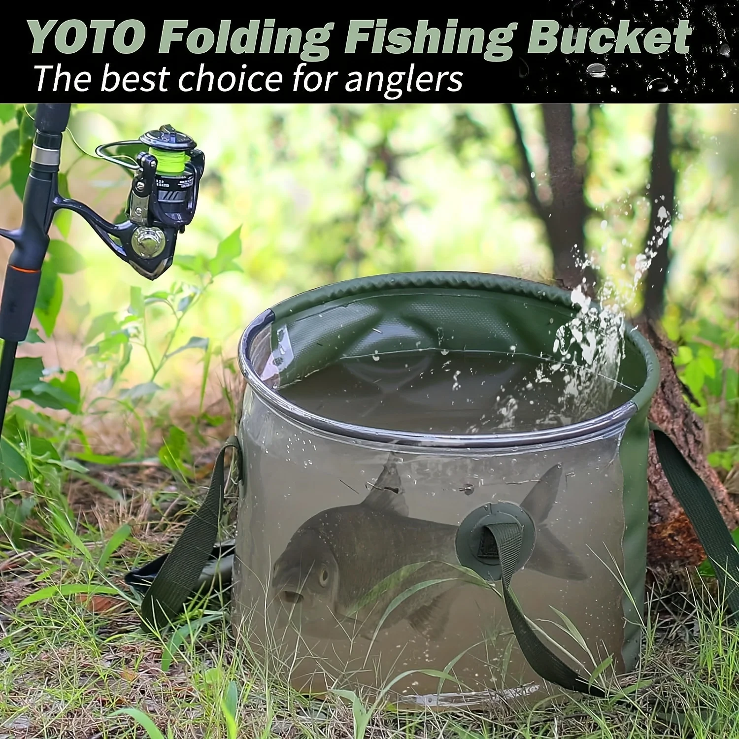 Cubo plegable YOTO para pesca – Multiusos con almacenaje de agua - imagen 4