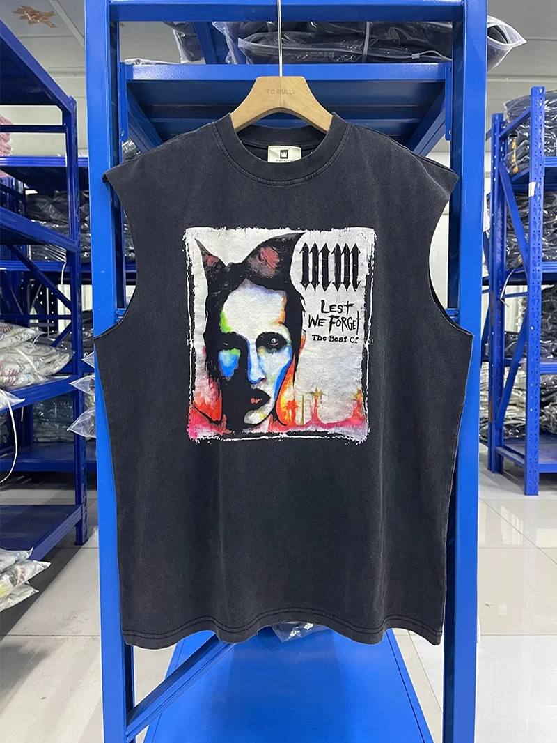 

Marilyn Manson Gothic Sle High Street ort Sve Жилет в стиле хип-хоп ex Спортивный жилет круглый Ne Casual Faion Весна Лето