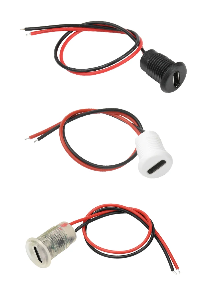 2Pin Draht USB Typ-c Wasserdichten Stecker Direkte kompression weibliche basis Buchse Lade Interface Mit Schweißen – Detail 22