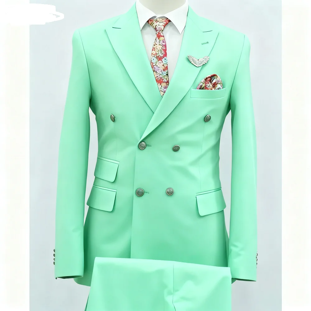 Customizable Double-breasted Formal Men's Suit with Pointed Lapel Slim Fit Wedding Blazer Smoking Jacket for Special Occasions