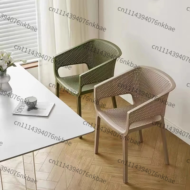 Stackable Thickened Plastic Dining Chair, Nordic Modern Simple Armrest Chair, Home Restaurant Garden Stackable Chair