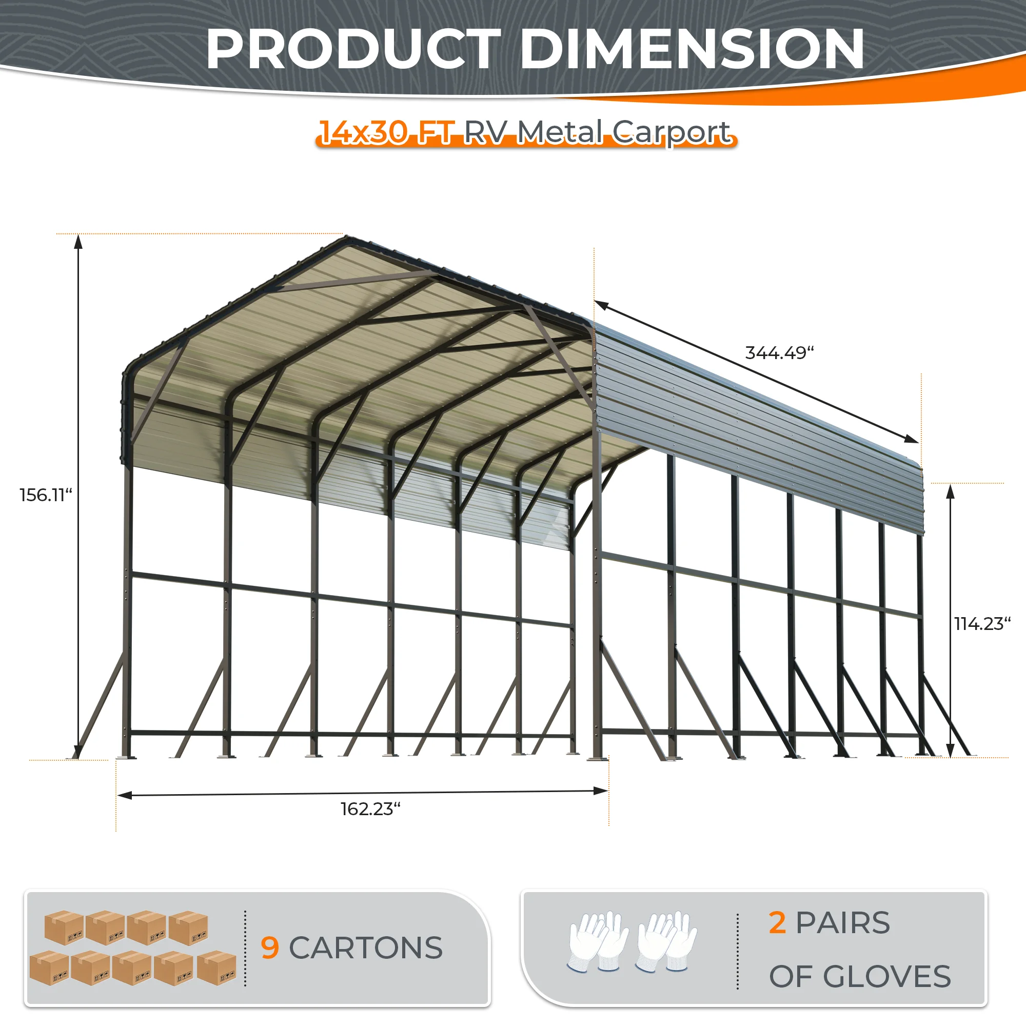 Polar Aurora 14x30FT Metal Carport,  RV Car Port Enhanced Base Outdoor, Heavy Duty Garage Galvanized Car Shelter for Graden Patio