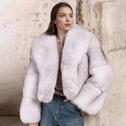 Genuine Fox Fur Jackets Real Fox Fur Coats With Turndown Collar High Quality Real Fox Fur Coats