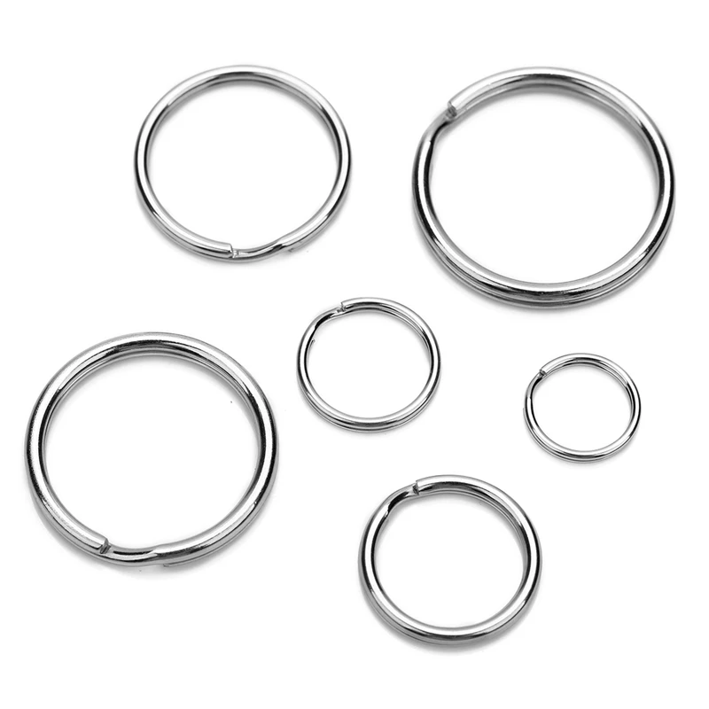 10 stücke Edelstahl Schlüssel ringe runde Schlüssel bund Schlüssel ring flache Schlüssel halter Split Ringe Schlüssel anhänger Zubehör für DIY Schmuck herstellung – Detail 3