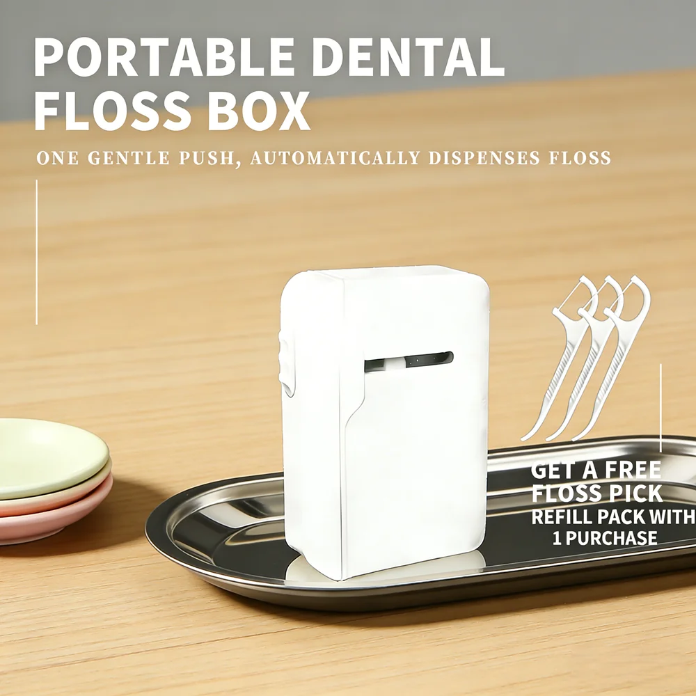 

80 Pcs Disposable Dental Floss Picks + Premium Automatic Pop-Up Dispenser Portable Oral Care Box Travel Use