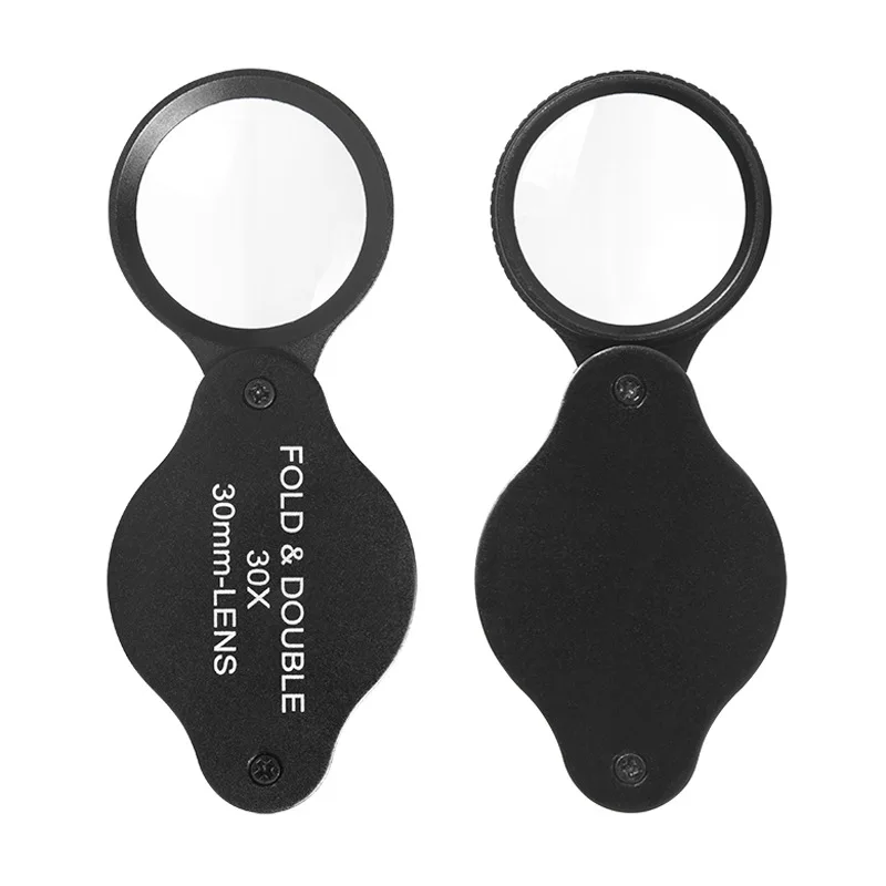 Imagem -02 - Lupa de Jóias Dobrável 30x Lente de Vidro Óptica Identificação de Coleção de Porcelana Lupa Portátil Metal 30 mm