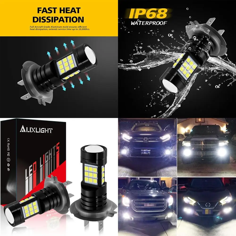 

Светодиодные противотуманные фары H7 DRL, чрезвычайно яркие светодиодные лампы H7LL на 2400 люмен для автомобилей, грузовиков, ксеноновые белые 6000K