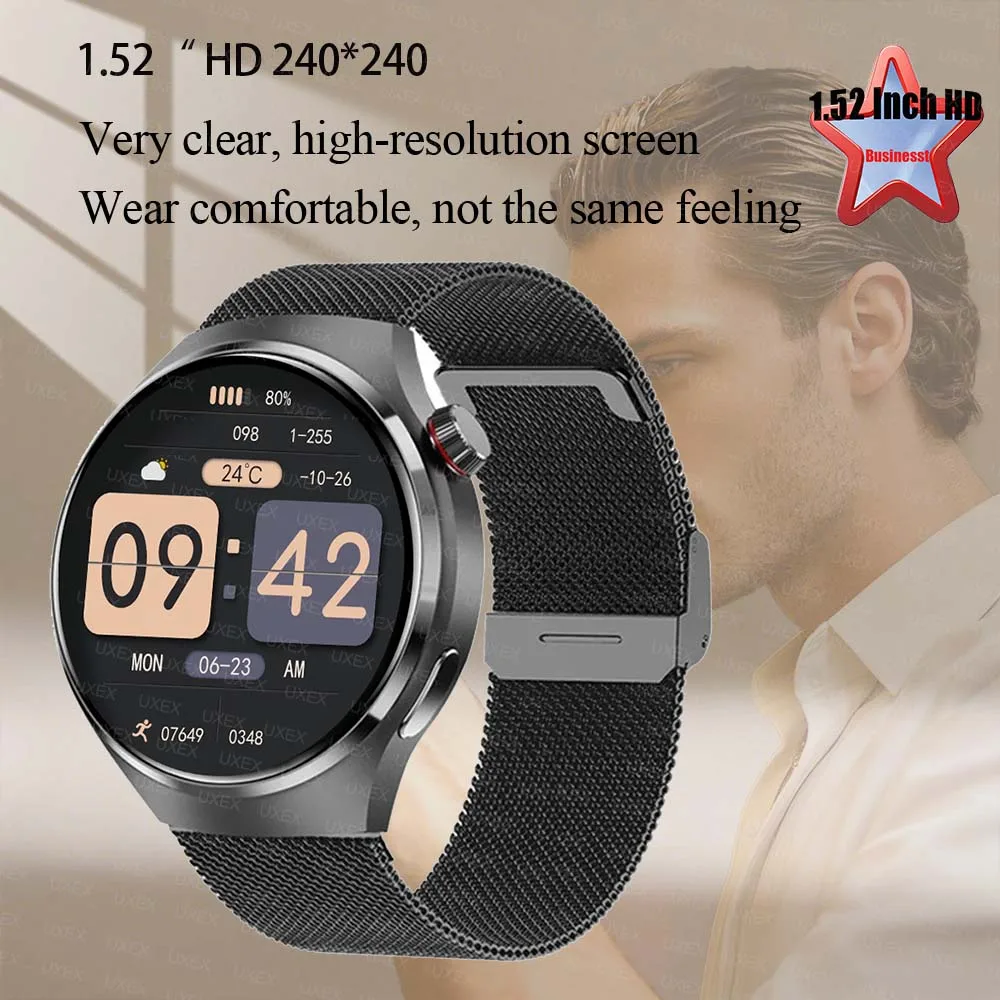 الأعمال Smartwatch ساعة رجل 1.52 HD مكالمة لاسلكية الصحة المقتفي مخصص صور صوت مساعد هدية الكريسماس الساعات التجارة