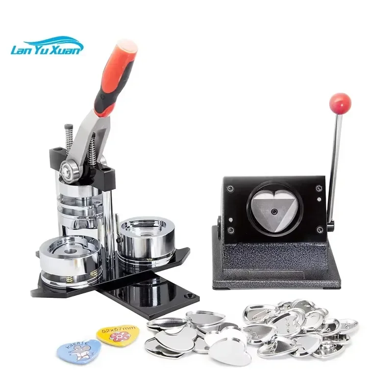 Brand For HOT SALE Heart Shape Button Maker Kit Badge Making Machine + Heart Paper Cutter +1000pcs Heart Pin Button Badge