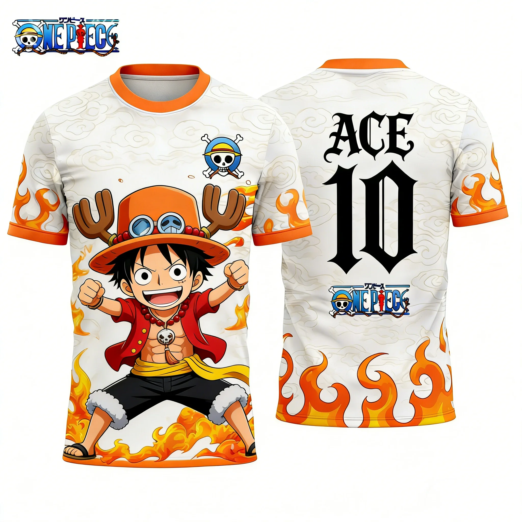 

Летняя футболка унисекс 2026 с 3D-принтом One Piece Luffy X Ace "Flame Trap" для футбола и спорта, дышащая, быстросохнущая, для мужчин и женщин, топ для родителей