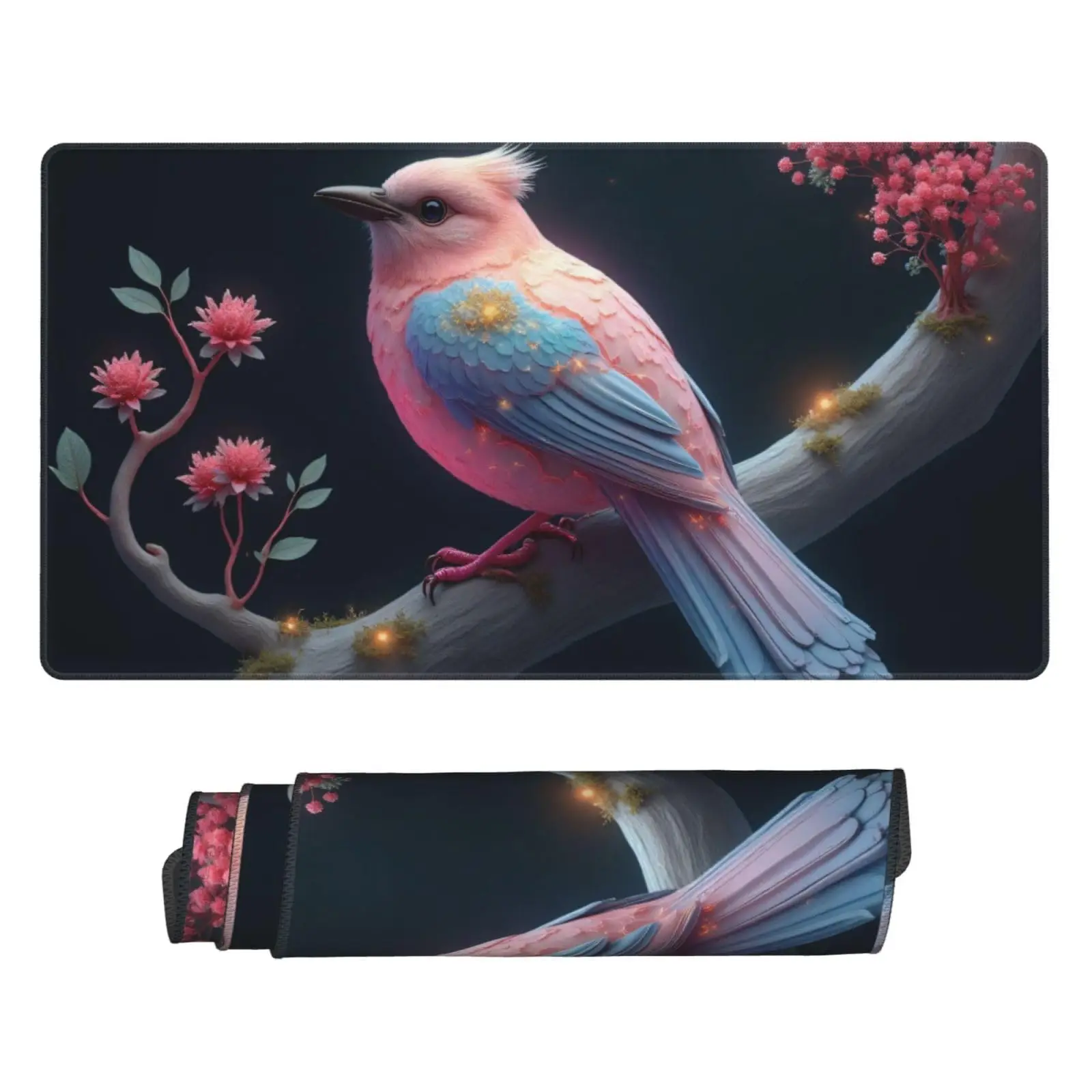 

XXL Pink Bird Art Mouse Pad, Non-Slip Waterproof Pink Gaming Mouse Pad, Office Desktop Decoration, Suitable for Work and Gaming